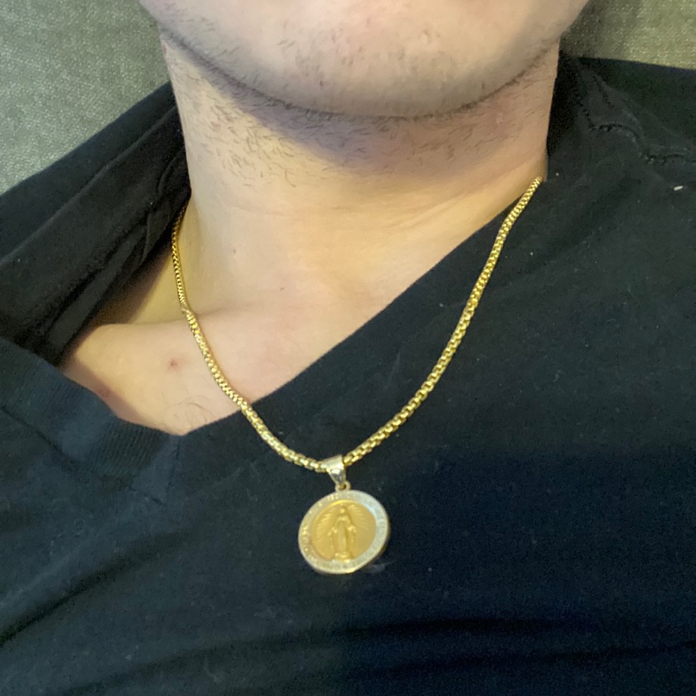 10k necklace with a 14 k Mary medallion
